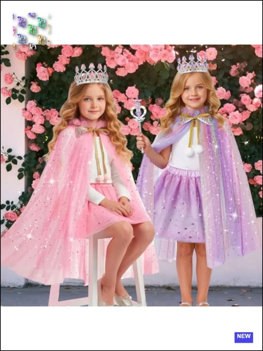 Girls Princess Dress Up Set Cape Tutu Crown Wand Jewelry